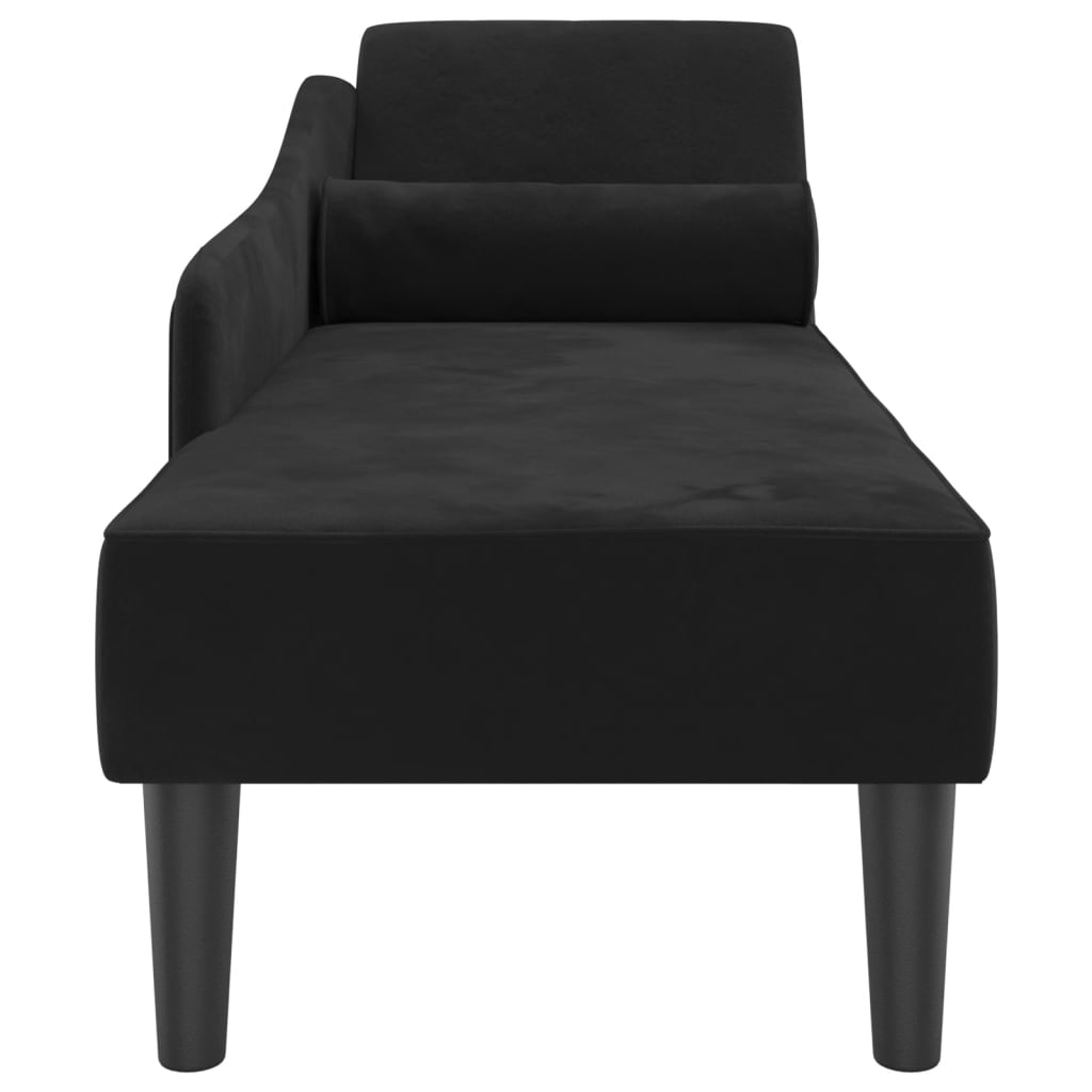 vidaXL Chaise longue met kussens fluweel zwart