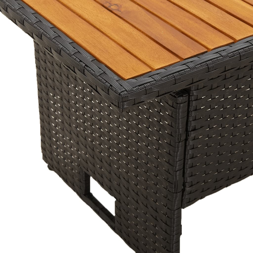 vidaXL 3-delige Loungeset met kussens poly rattan zwart