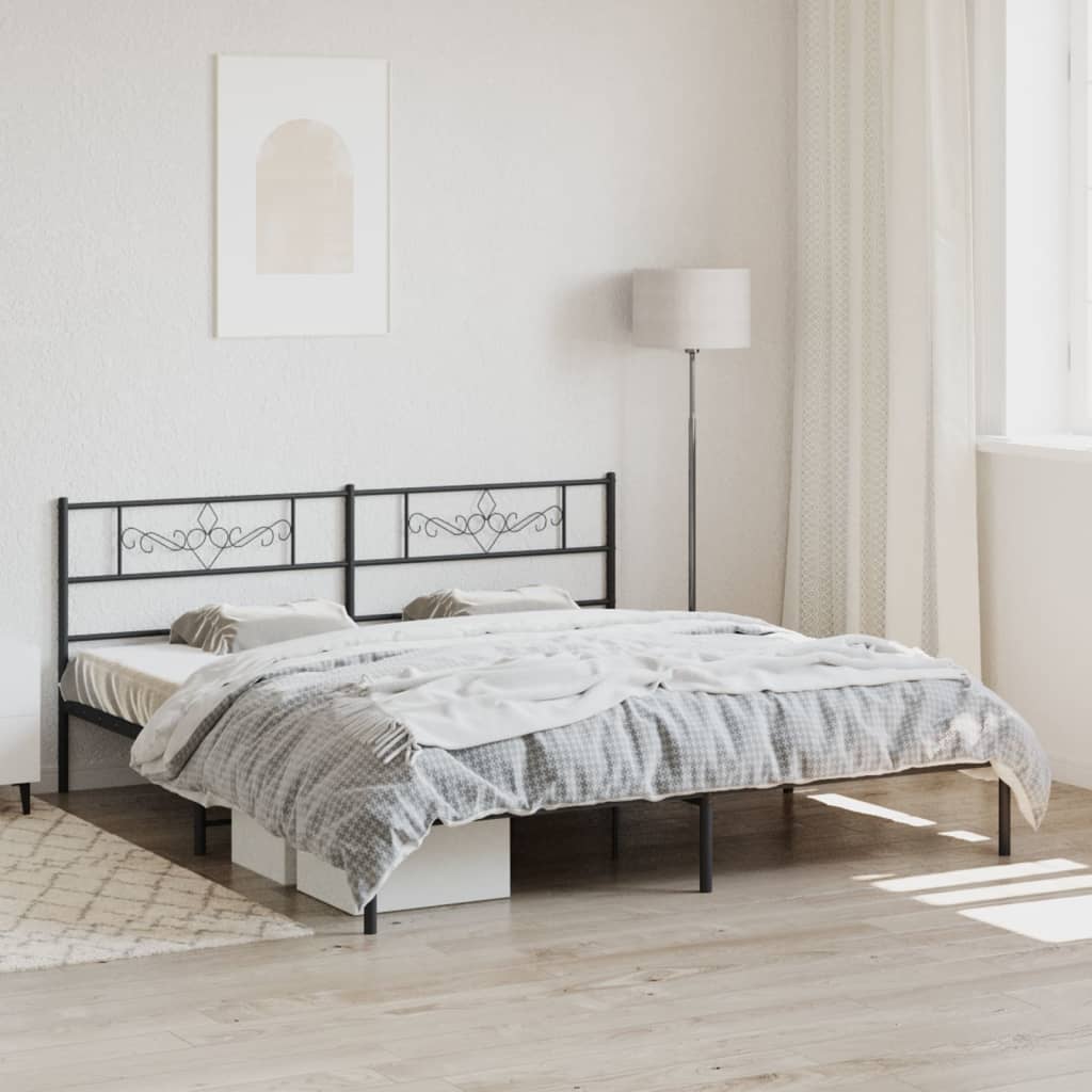 vidaXL Bedframe met hoofdbord metaal zwart 193x203 cm