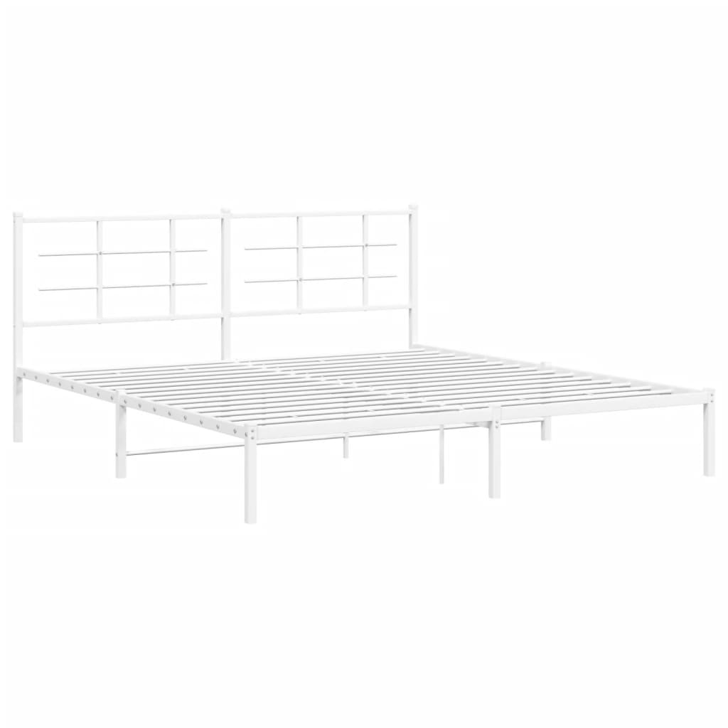 vidaXL Bedframe met hoofdbord metaal wit 183x213 cm