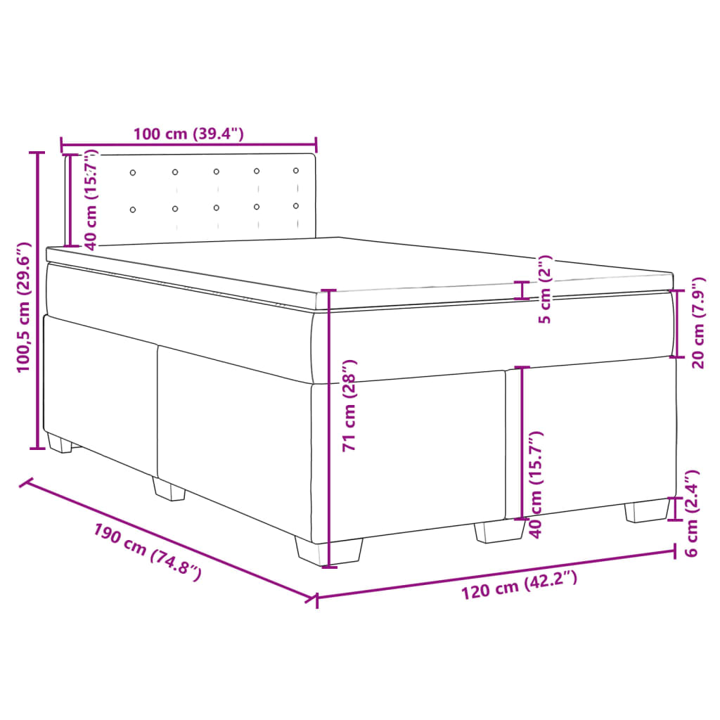 vidaXL Boxspring met matras fluweel blauw 120x190 cm