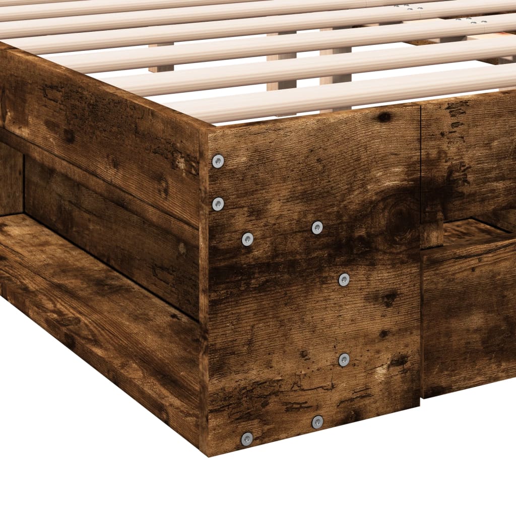 vidaXL Bedframe met lades bewerkt hout gerookt eikenkleurig 140x200 cm