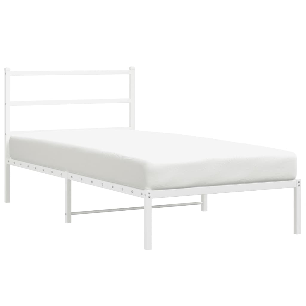 vidaXL Bedframe met hoofdbord metaal wit 100x200 cm