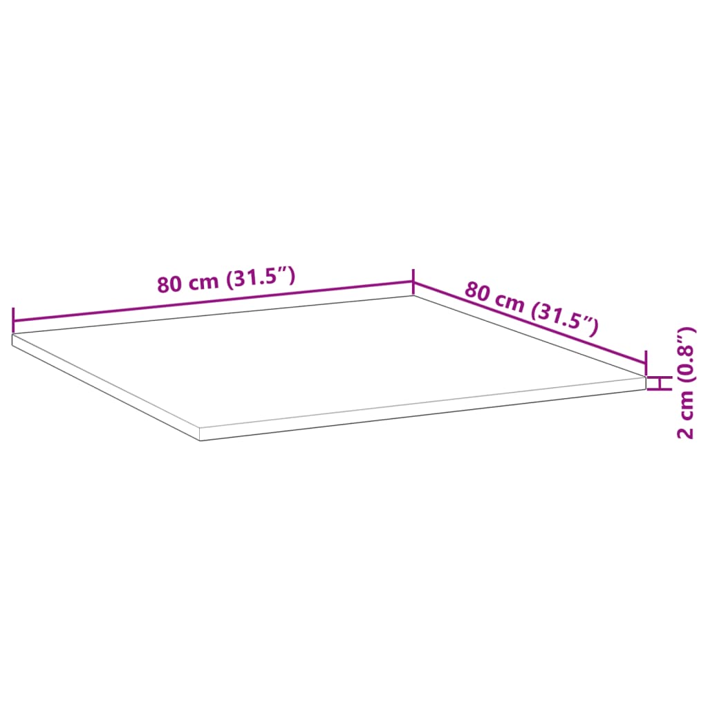 vidaXL Tafelblad vierkant 80x80x2 cm massief acaciahout