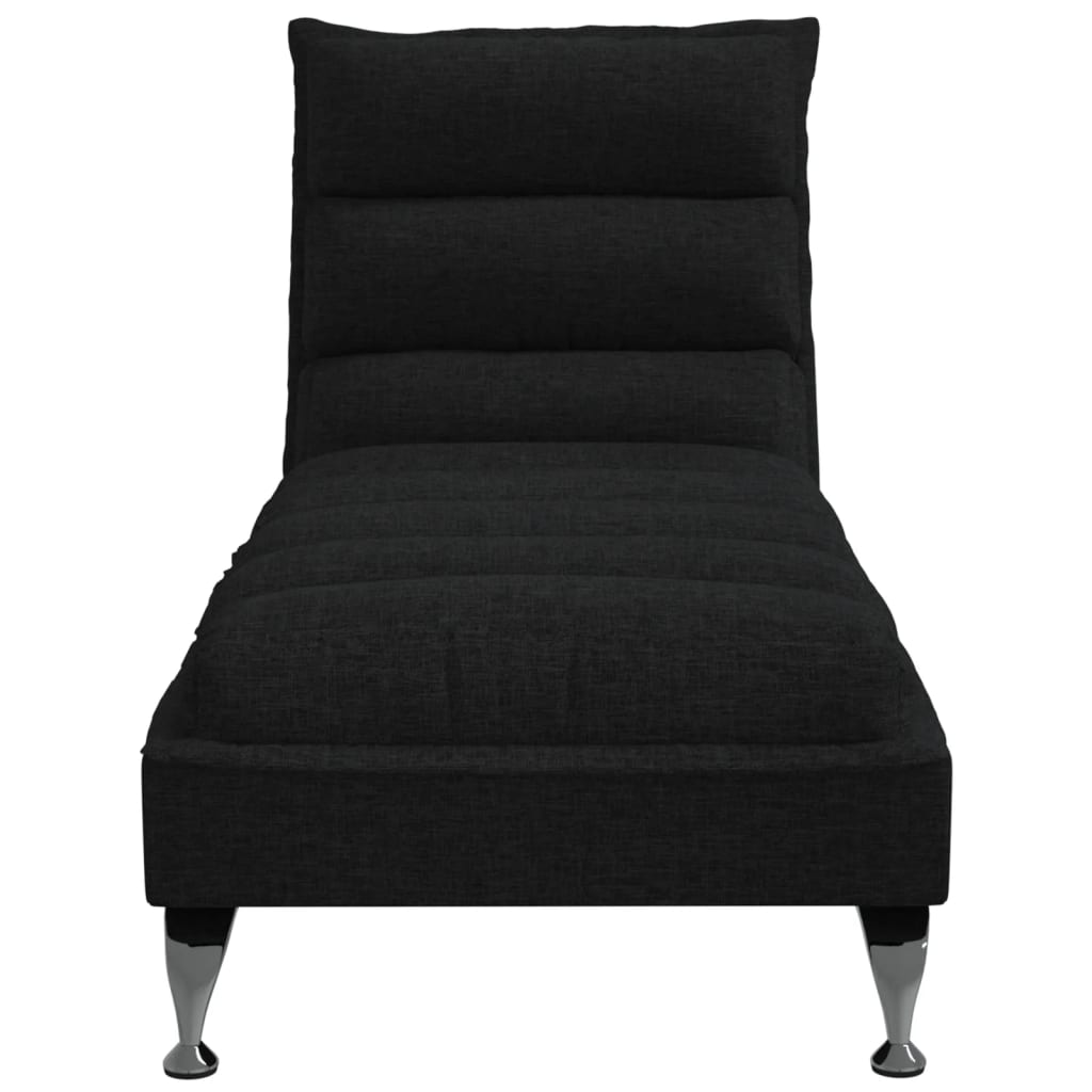 vidaXL Chaise longue met kussens stof zwart