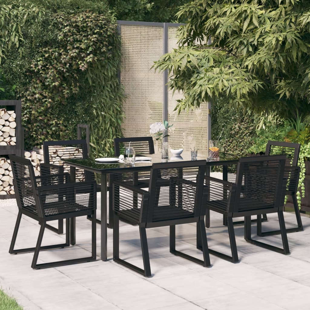 vidaXL 7-delige Tuinset PVC-rattan zwart