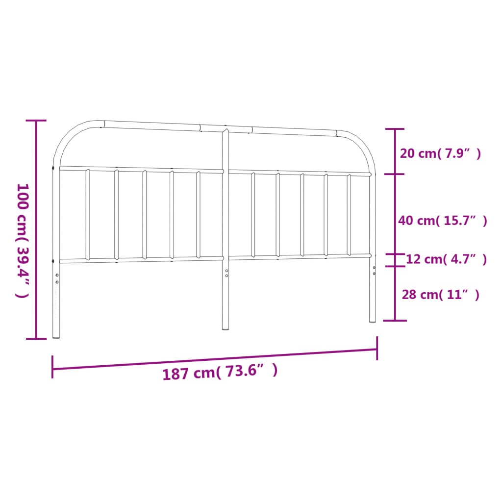 vidaXL Hoofdbord metaal wit 180 cm