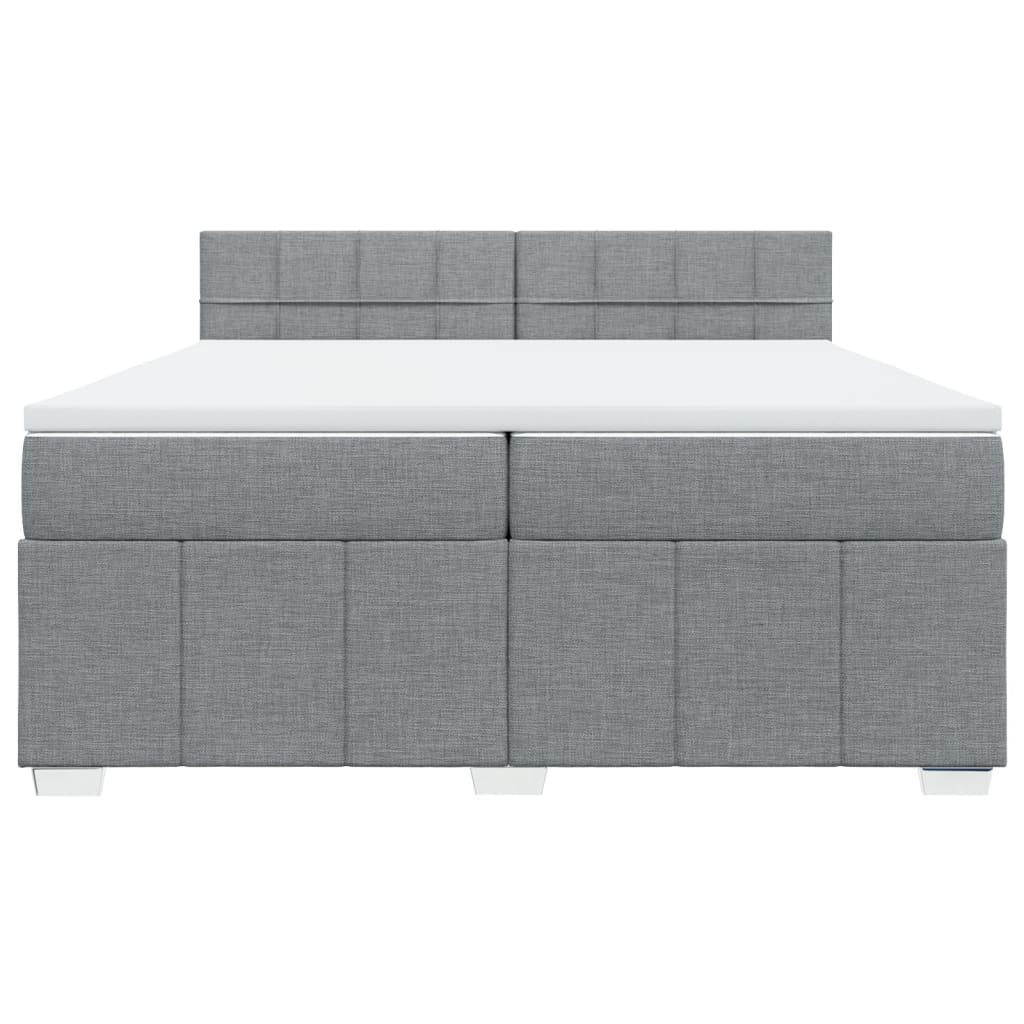 vidaXL Boxspring met matras stof lichtgrijs 200x200 cm