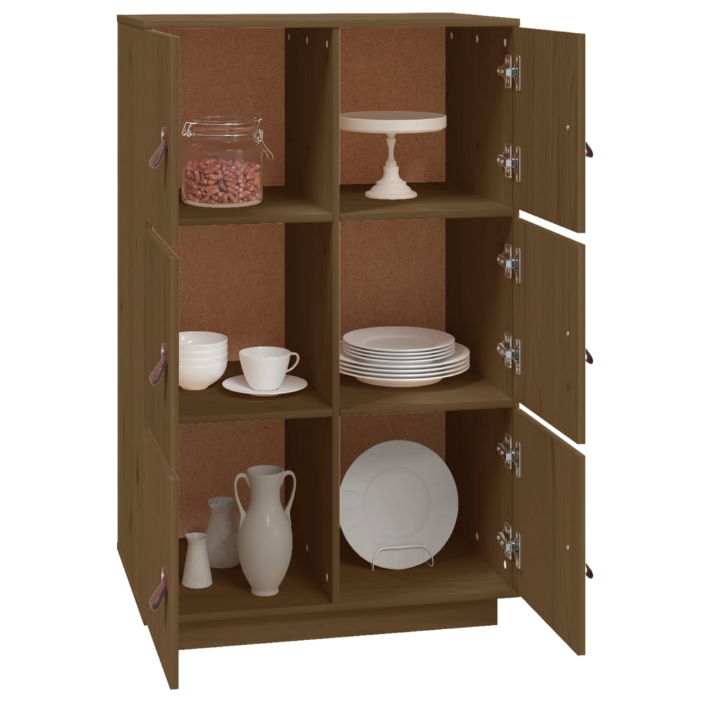 vidaXL Hoge kast 67x40x108,5 cm massief grenenhout honingbruin