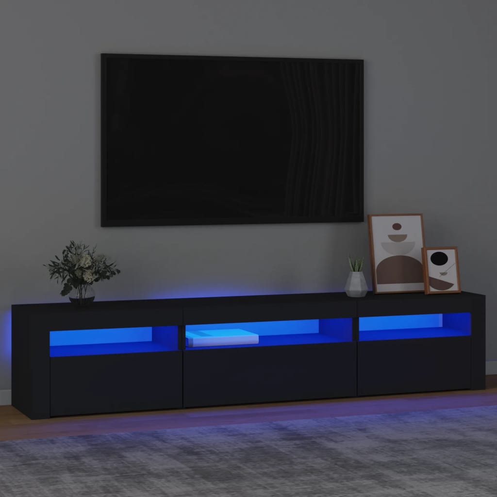 vidaXL Tv-meubel met LED-verlichting 195x35x40 cm zwart