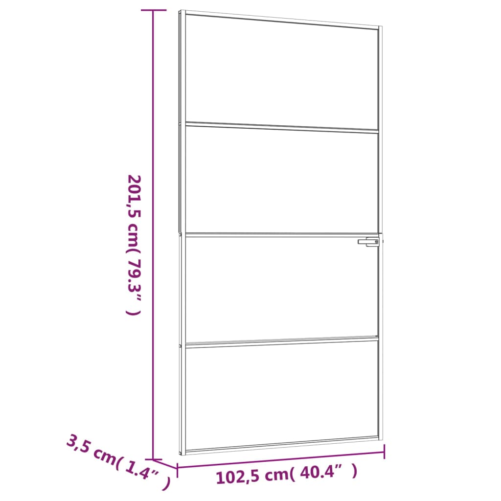 vidaXL Binnendeur 102x201,5 cm gehard glas en aluminium smal wit