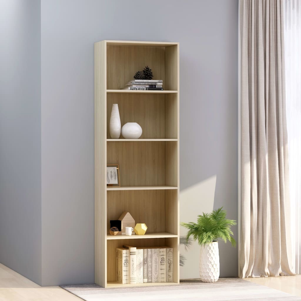 vidaXL Boekenkast met 5 schappen 60x30x189cm bewerkt hout sonoma eiken