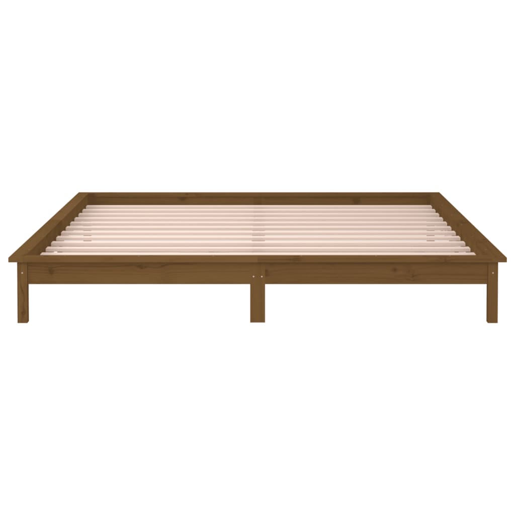 vidaXL Bedframe LED massief hout honingbruin 150x200 cm