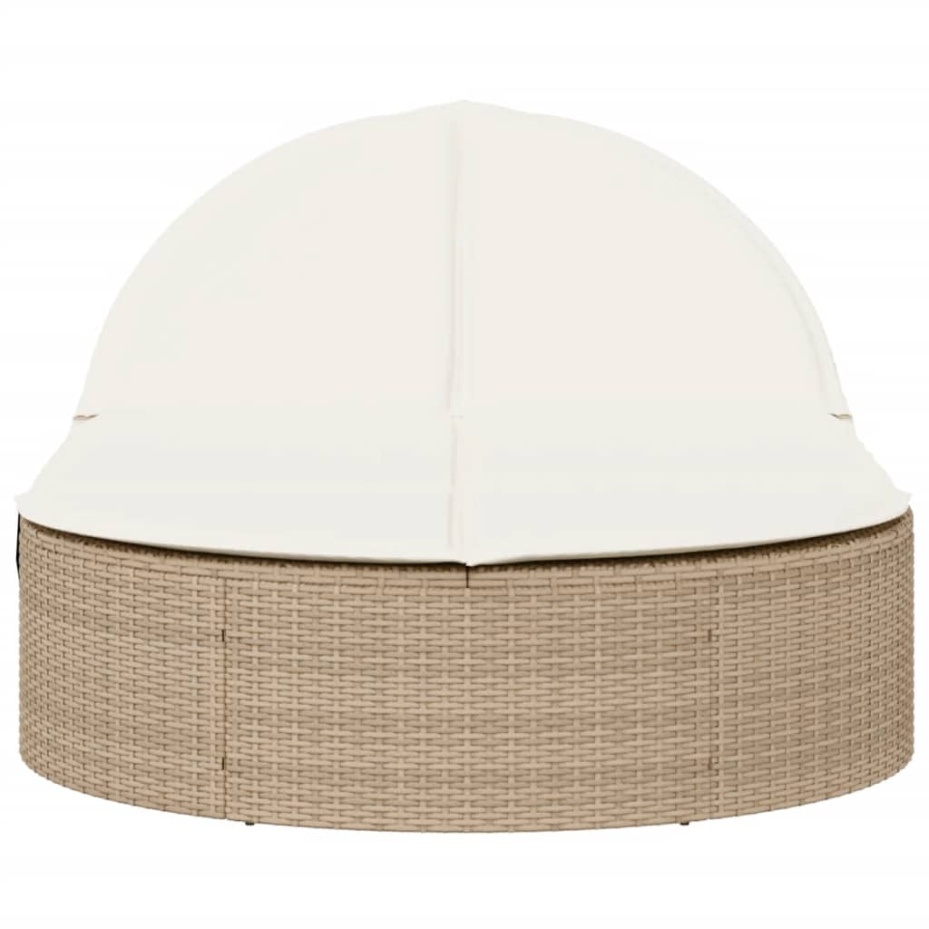 vidaXL Ligbed 2-persoons met kussens poly rattan beige