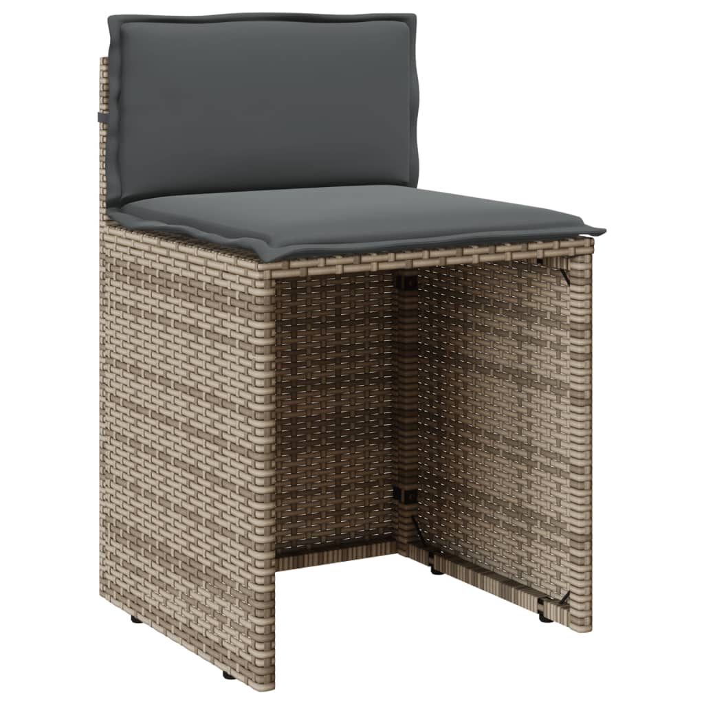 vidaXL 3-delige Bistroset met kussens poly rattan grijs