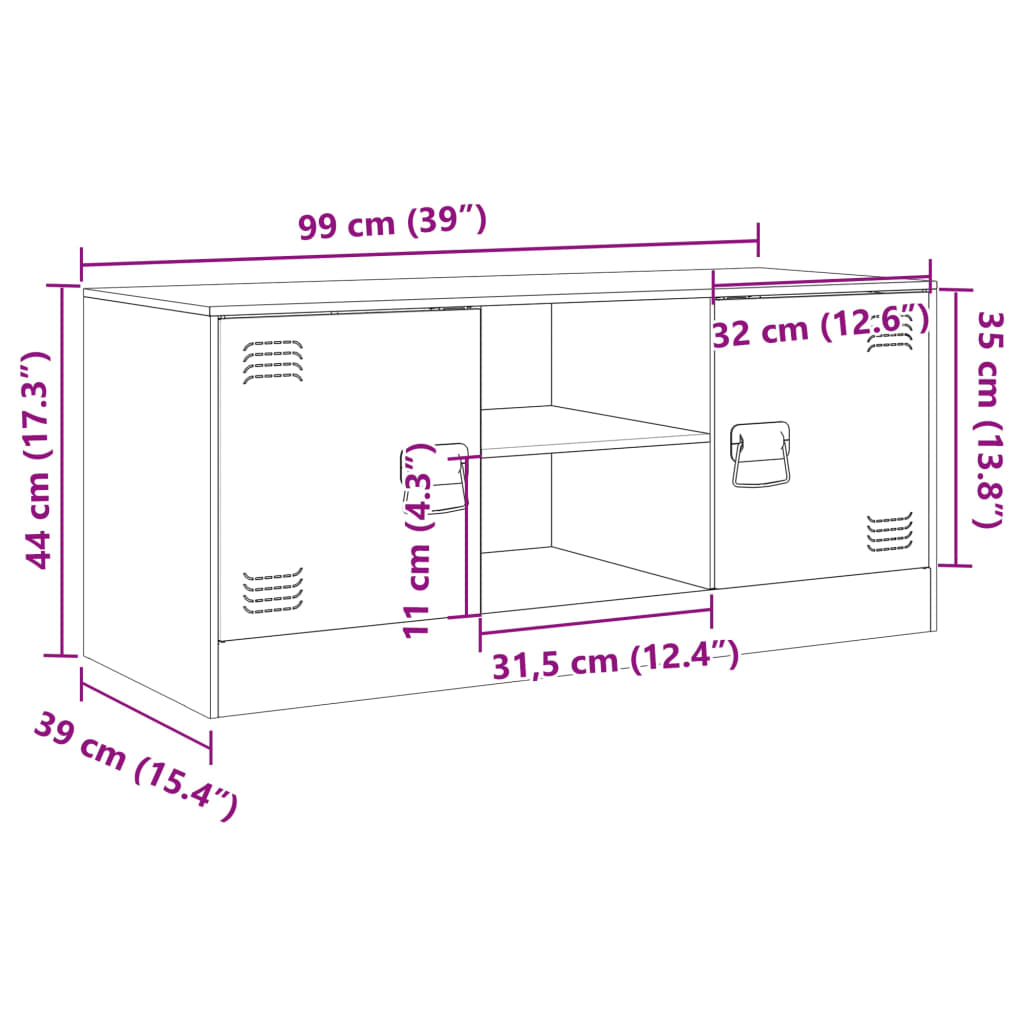 vidaXL Tv-meubel 99x39x44 cm staal wit