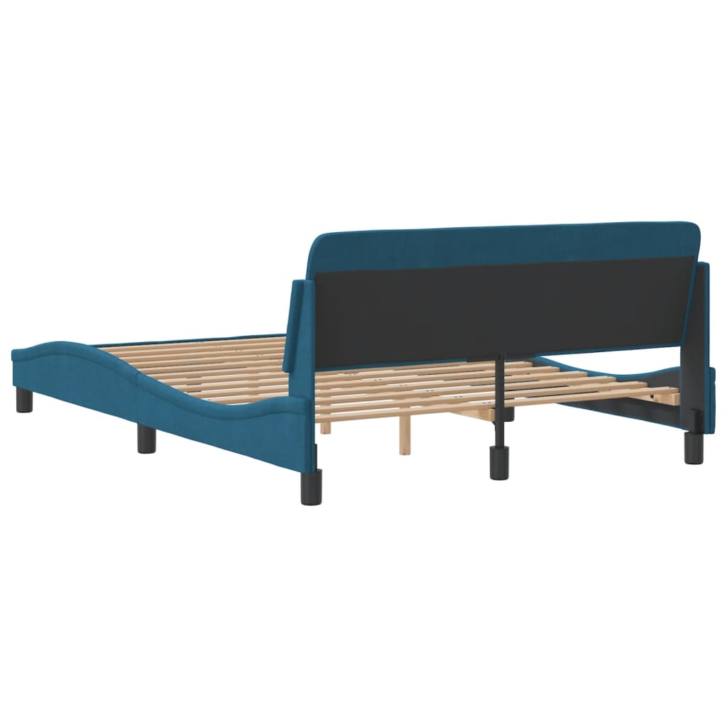 vidaXL Bedframe met hoofdeinde fluweel blauw 140x190 cm