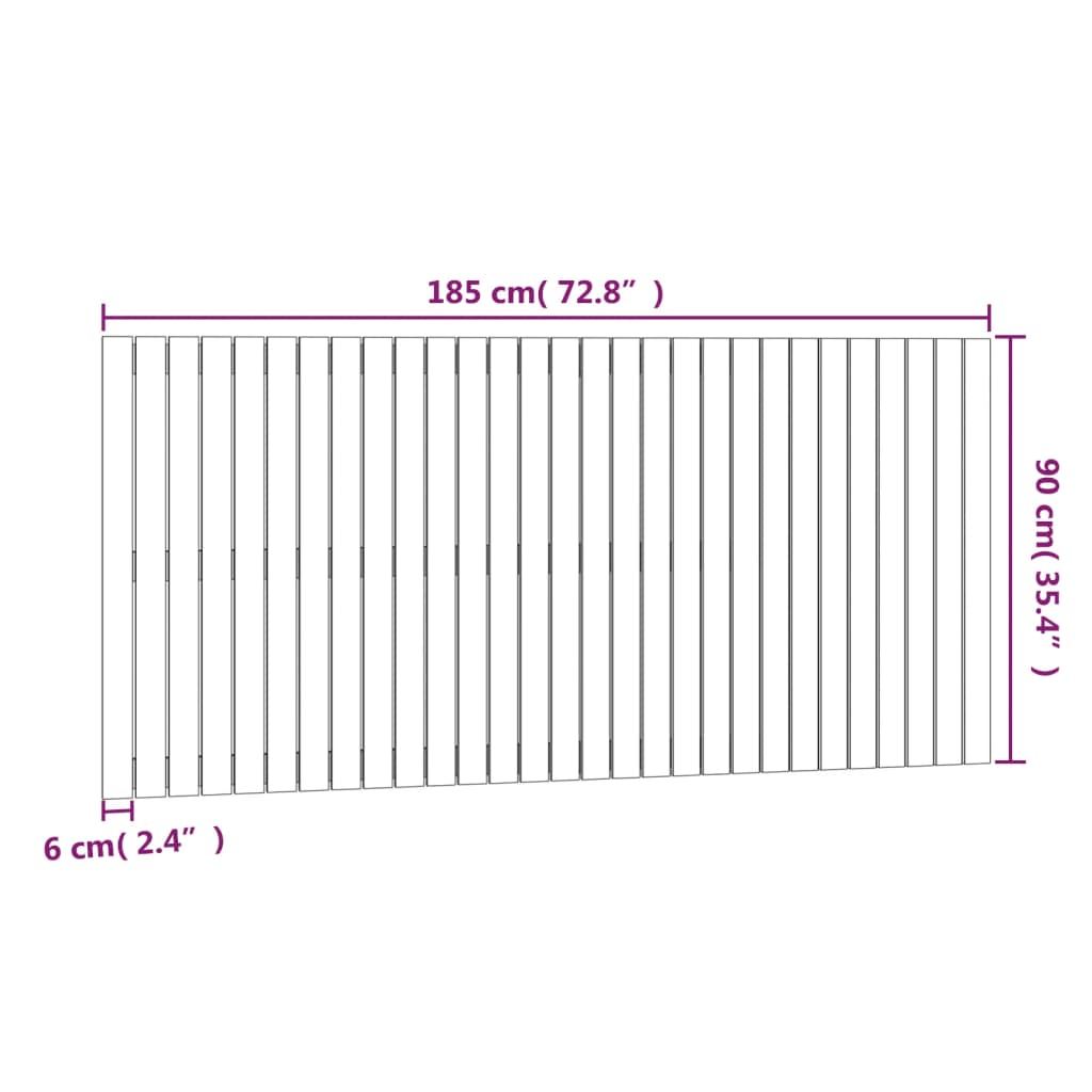 vidaXL Wandhoofdbord 185x3x90 cm massief grenenhout zwart