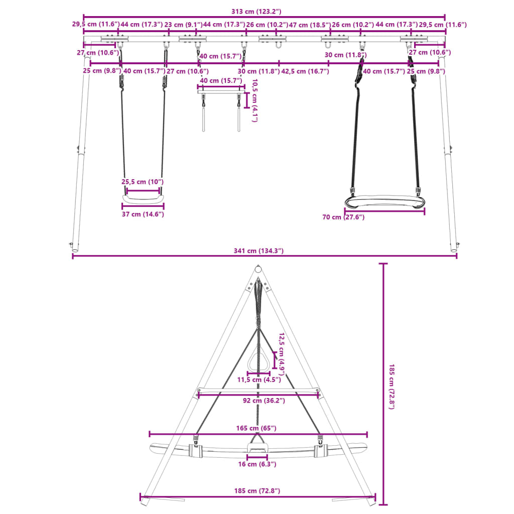 vidaXL Schommelset met schommel, trapeze en nestschommel