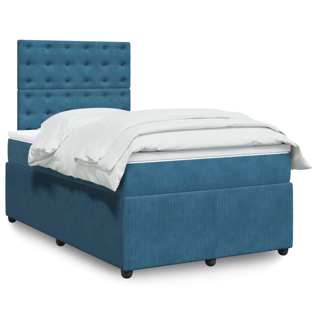 vidaXL Boxspring met matras fluweel blauw 120x190 cm