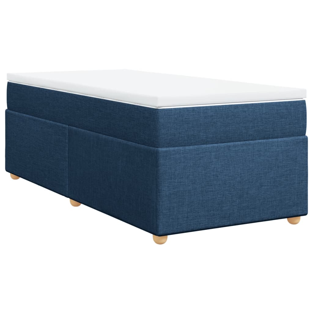 vidaXL Boxspring met matras stof blauw 90x200 cm