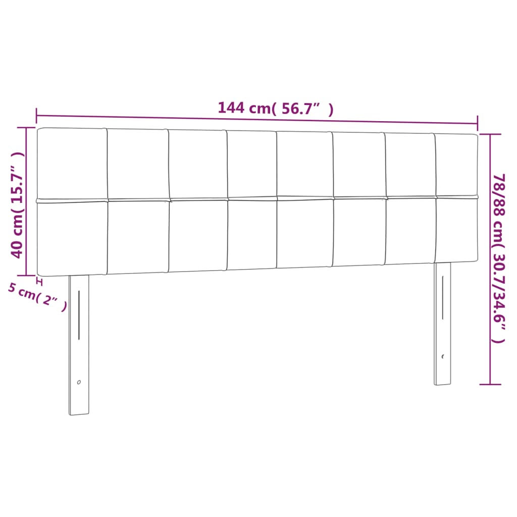 vidaXL Hoofdbord LED 144x5x78/88 cm stof crèmekleurig