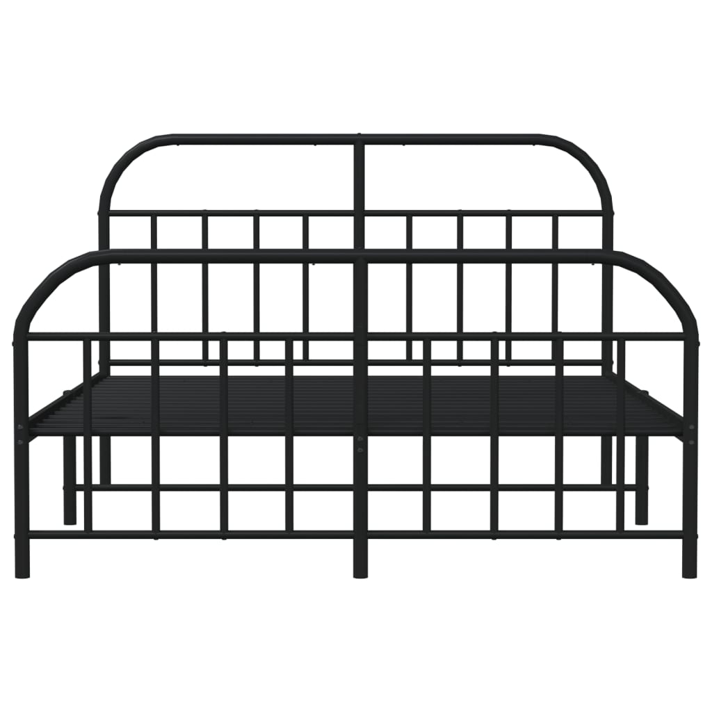 vidaXL Bedframe met hoofd- en voeteneinde metaal zwart 140x190 cm