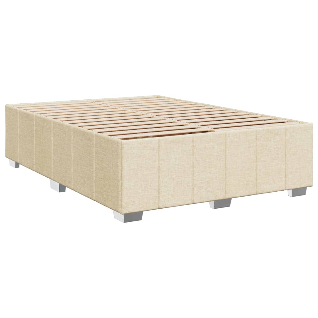 vidaXL Boxspring met matras stof crèmekleurig 140x190 cm