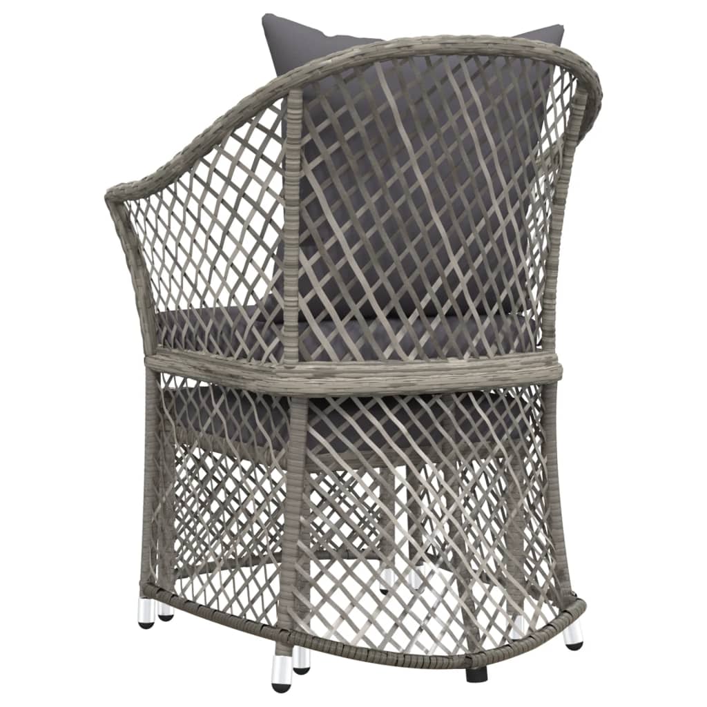 vidaXL 2-delige Loungeset met kussens poly rattan grijs