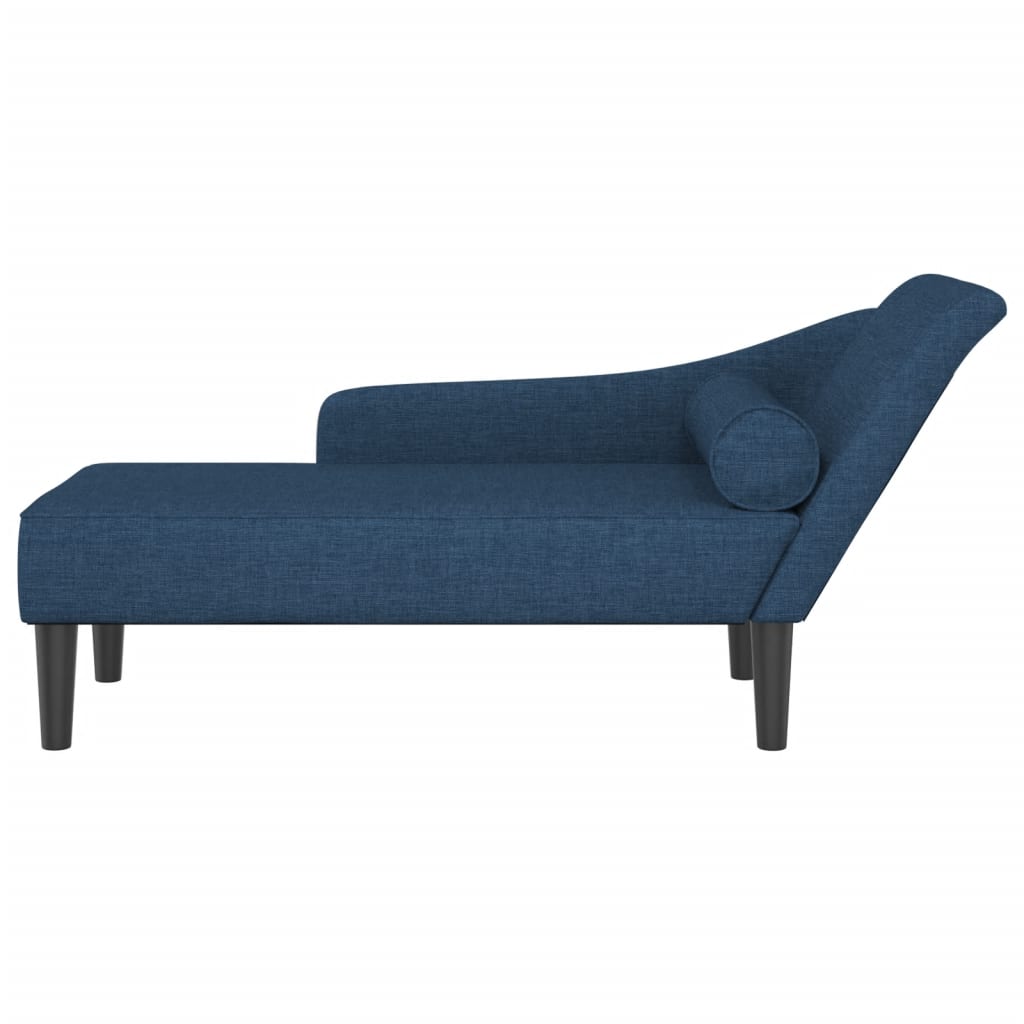 vidaXL Chaise longue met kussens stof blauw