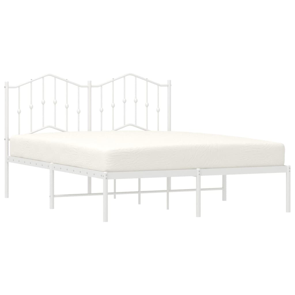 vidaXL Bedframe met hoofdbord metaal wit 135x190 cm