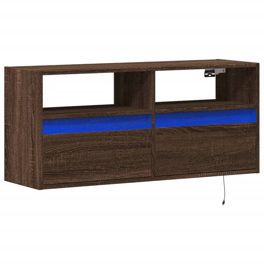 vidaXL Tv-wandmeubel met LED-verlichting 100x31x45 cm bruin eikenkleur