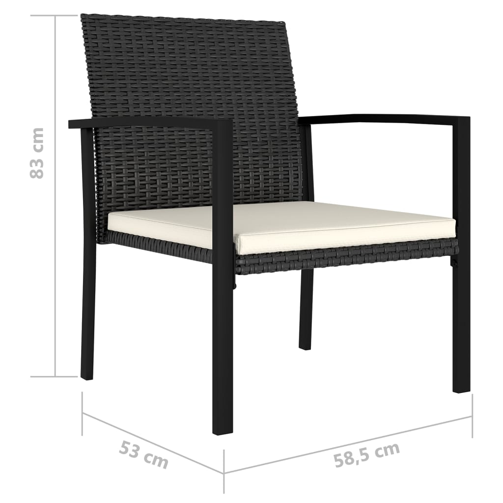 vidaXL Tuinstoelen 4 st poly rattan zwart