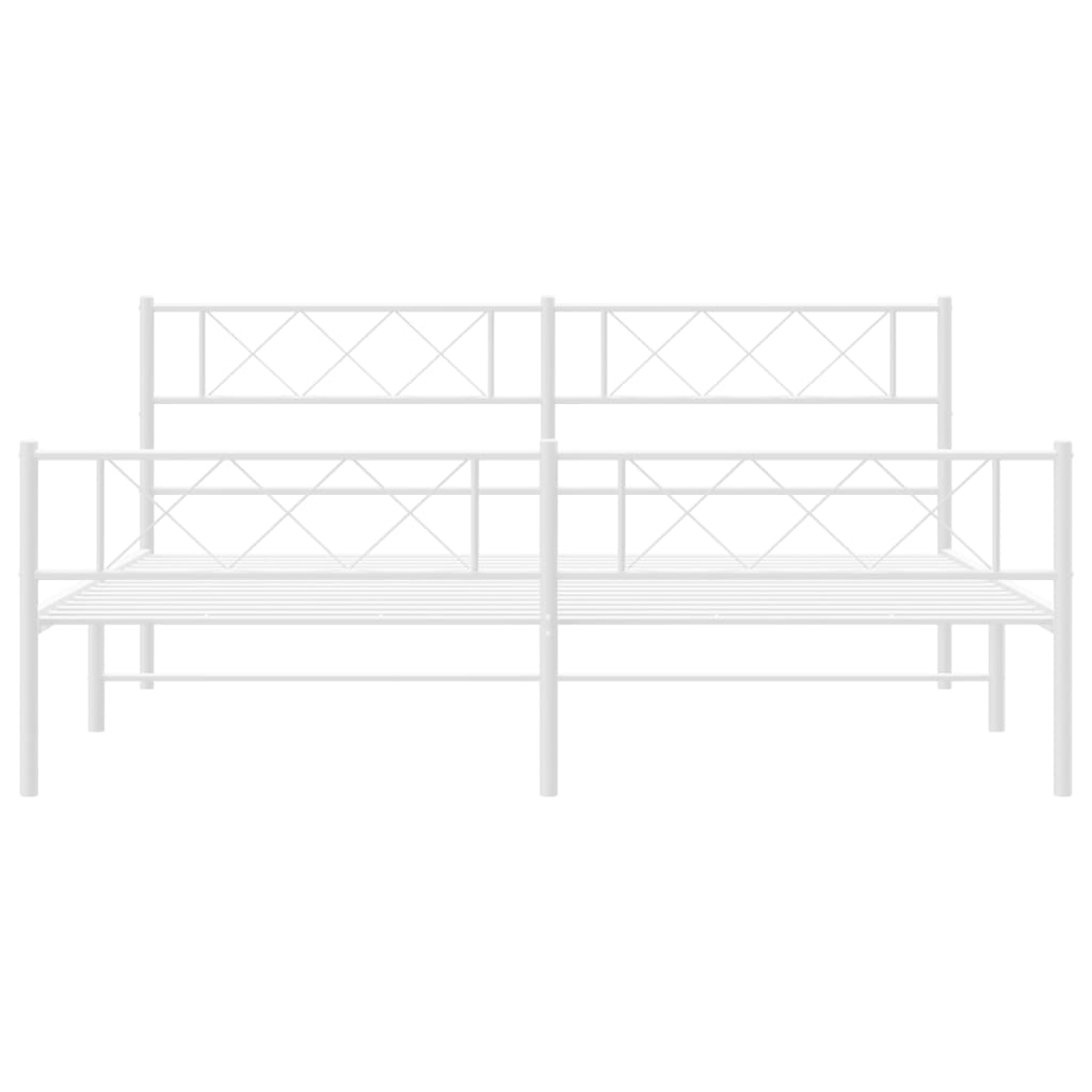 vidaXL Bedframe met hoofd- en voeteneinde metaal wit 180x200 cm