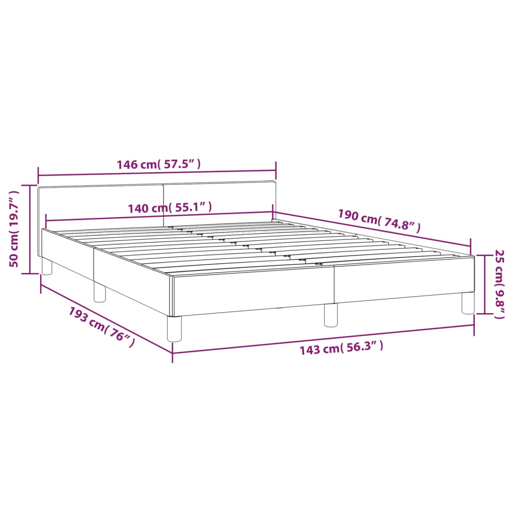 vidaXL Bedframe met hoofdbord kunstleer wit 140x190 cm