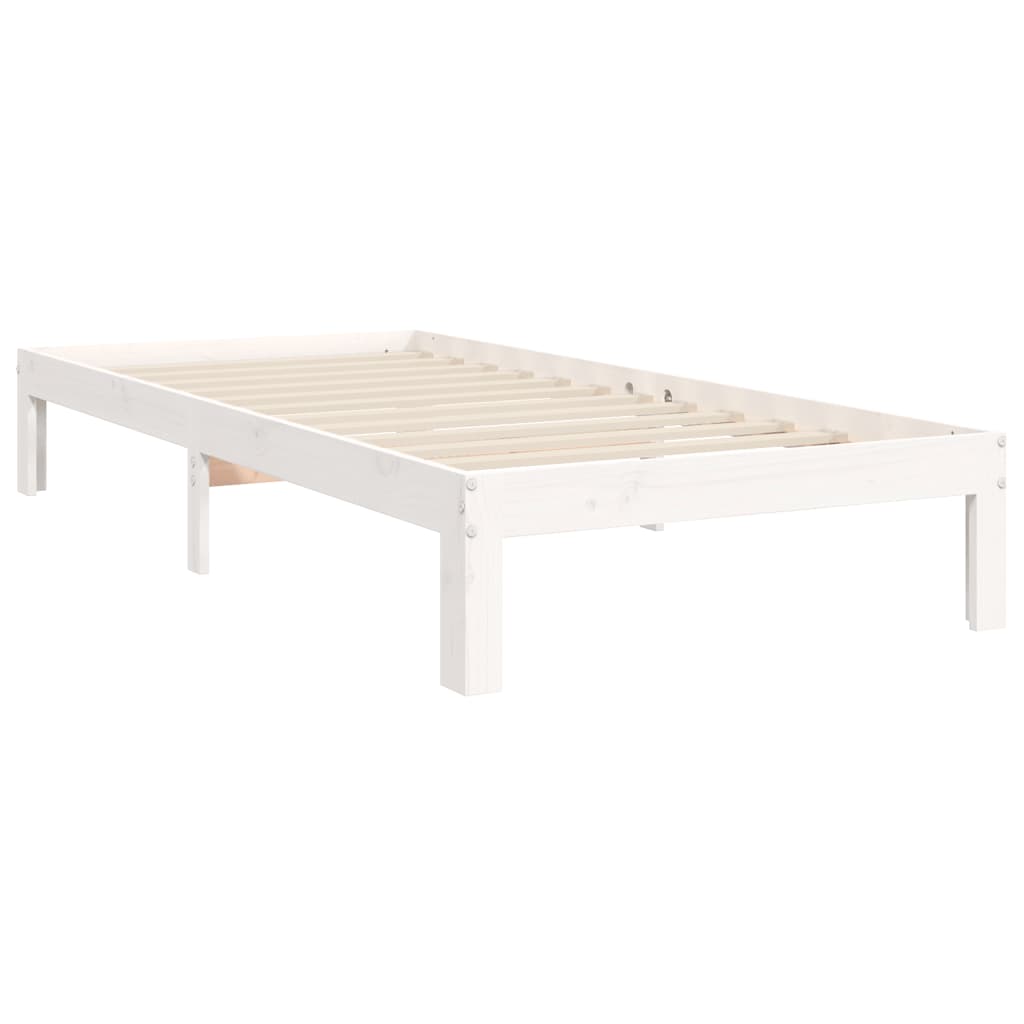 vidaXL Bedframe met hoofdbord massief hout wit 100x200 cm