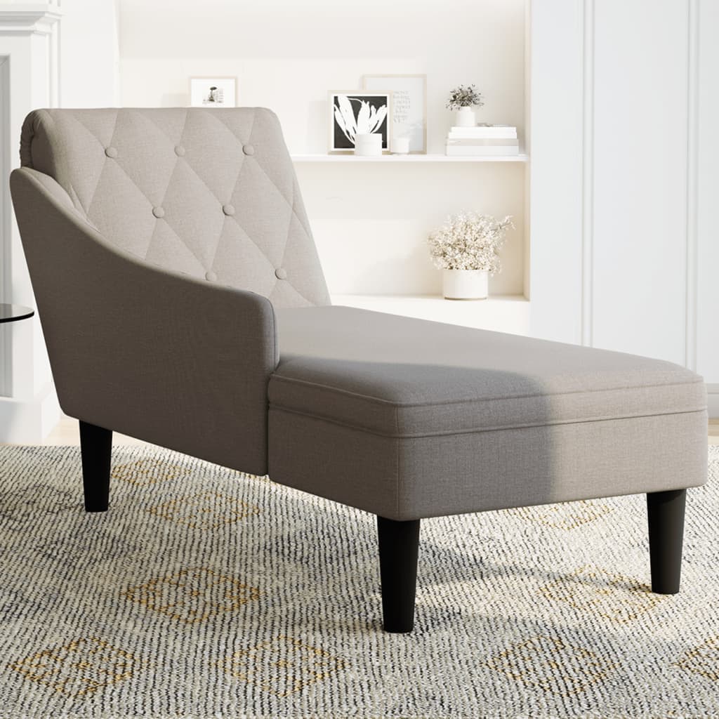 vidaXL Chaise longue met kussen en rechterarmleuning stof taupe