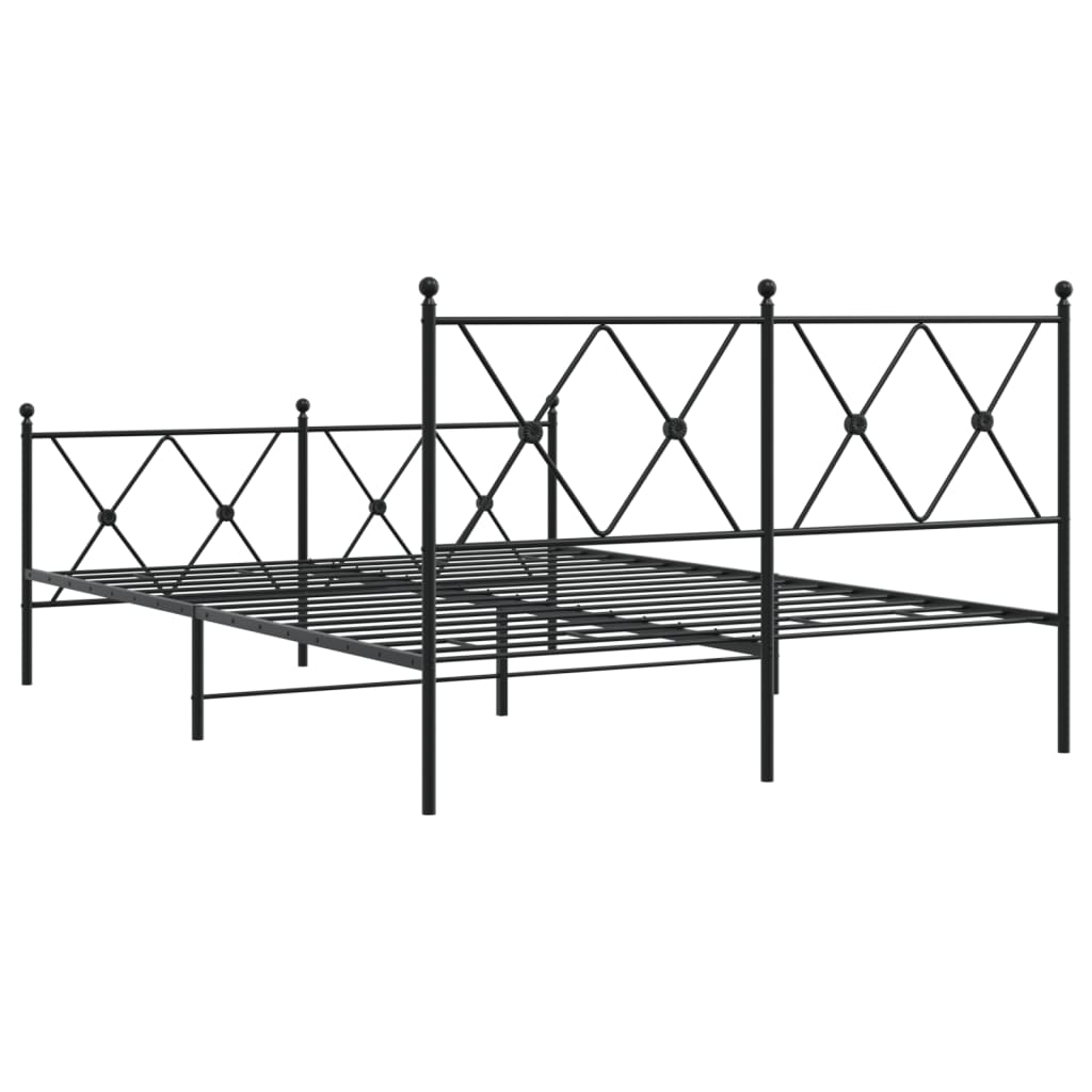 vidaXL Bedframe met hoofd- en voeteneinde metaal zwart 140x190 cm