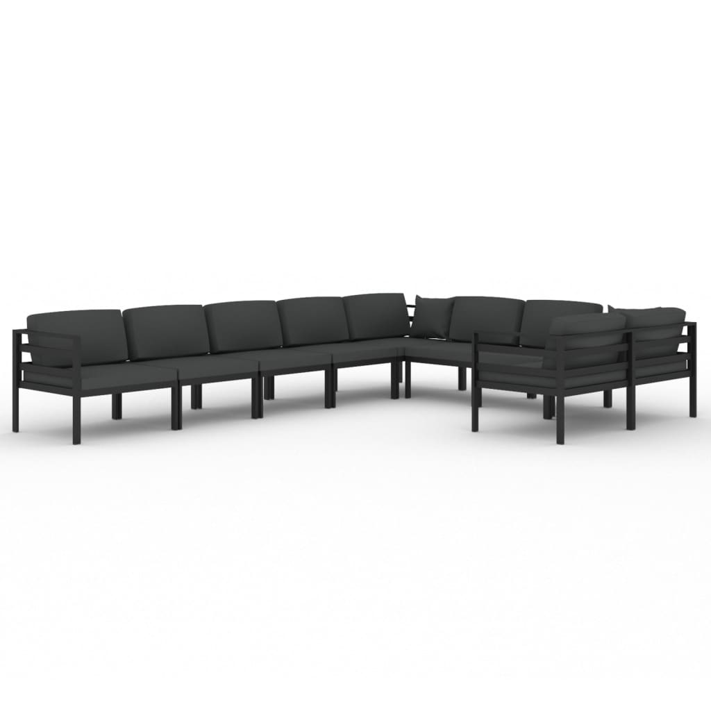 vidaXL 9-delige Loungeset met kussens aluminium antracietkleurig