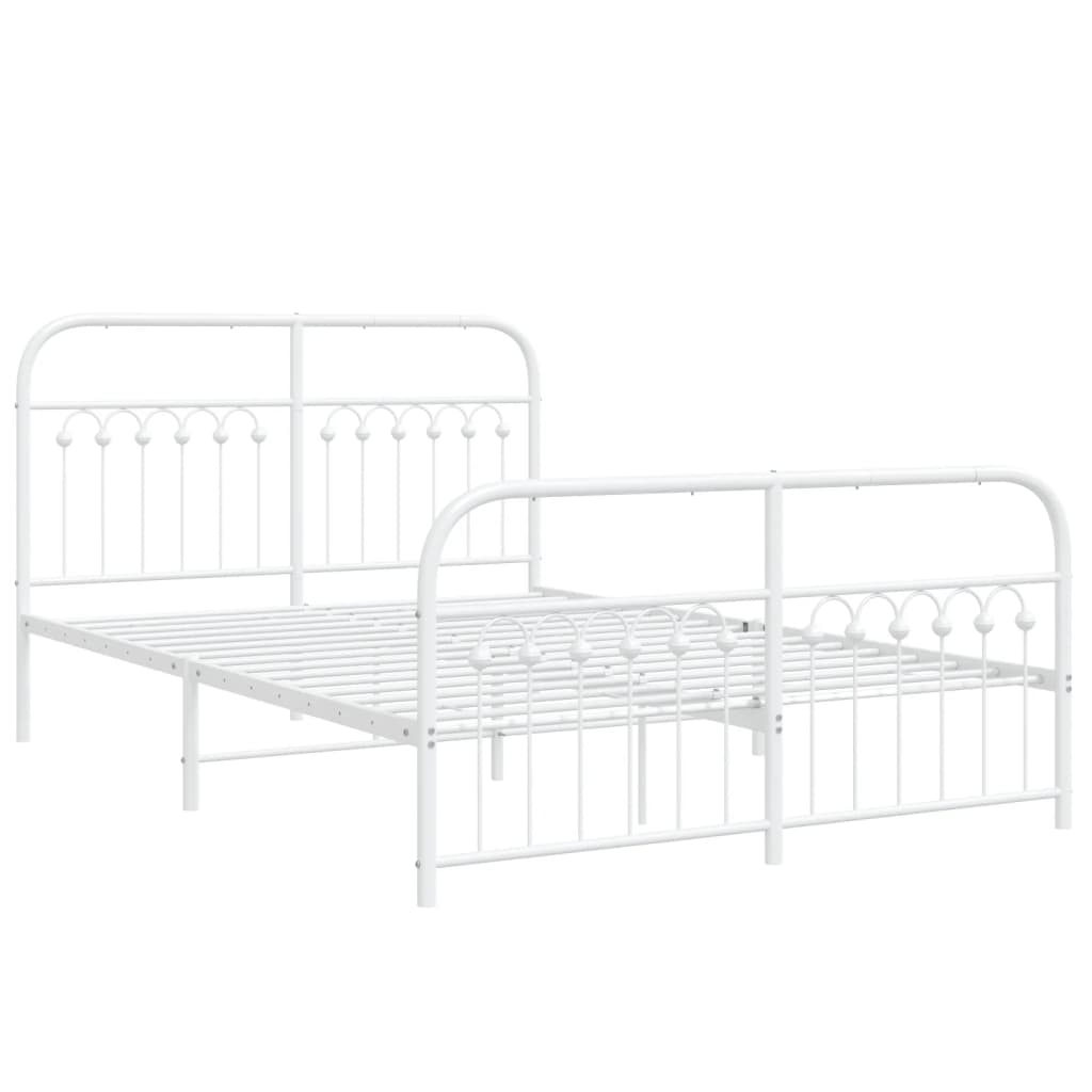 vidaXL Bedframe met hoofd- en voeteneinde metaal wit 140x190 cm