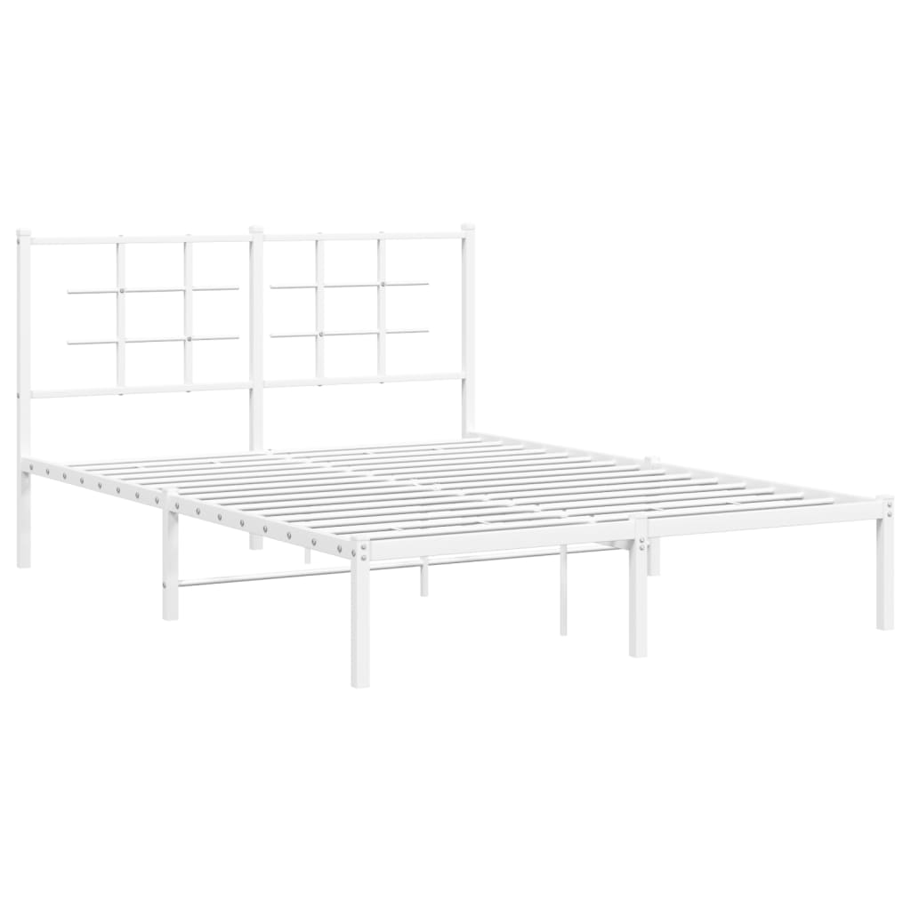 vidaXL Bedframe met hoofdbord metaal wit 140x200 cm