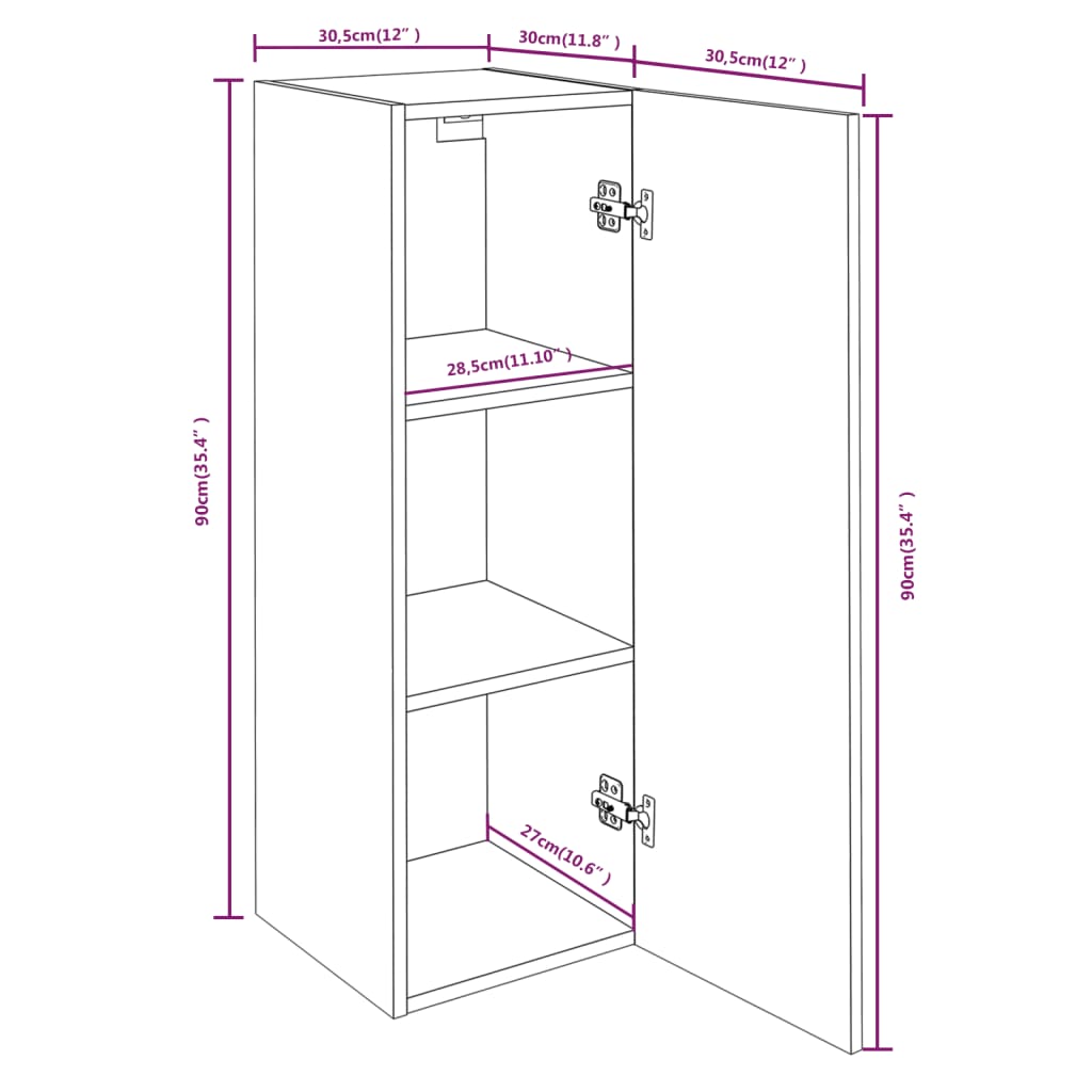 vidaXL Tv-meubel 30,5x30x90 cm bewerkt hout bruin eikenkleur