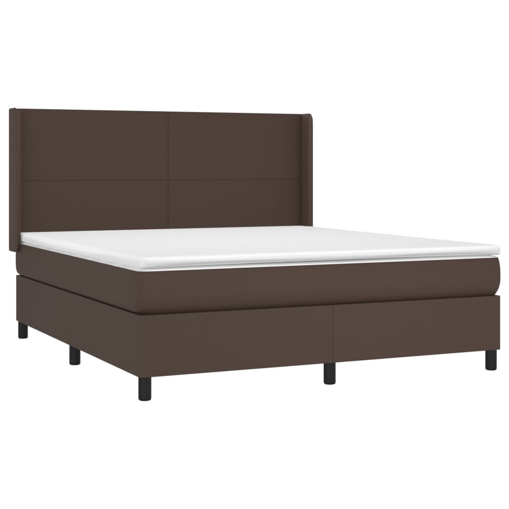 vidaXL Boxspring met matras en LED kunstleer bruin 160x200 cm