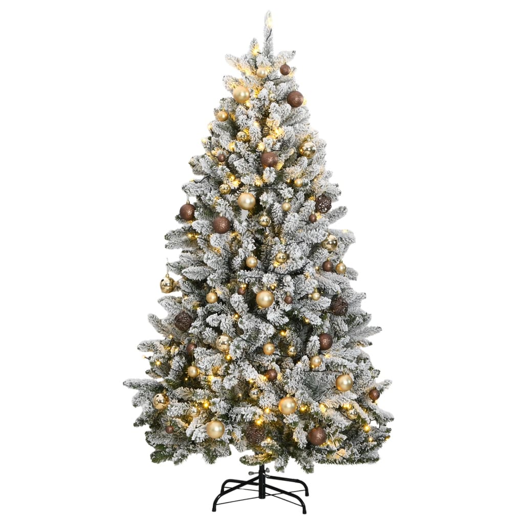 vidaXL Kunstkerstboom met scharnieren 300 LED's en kerstballen 240 cm