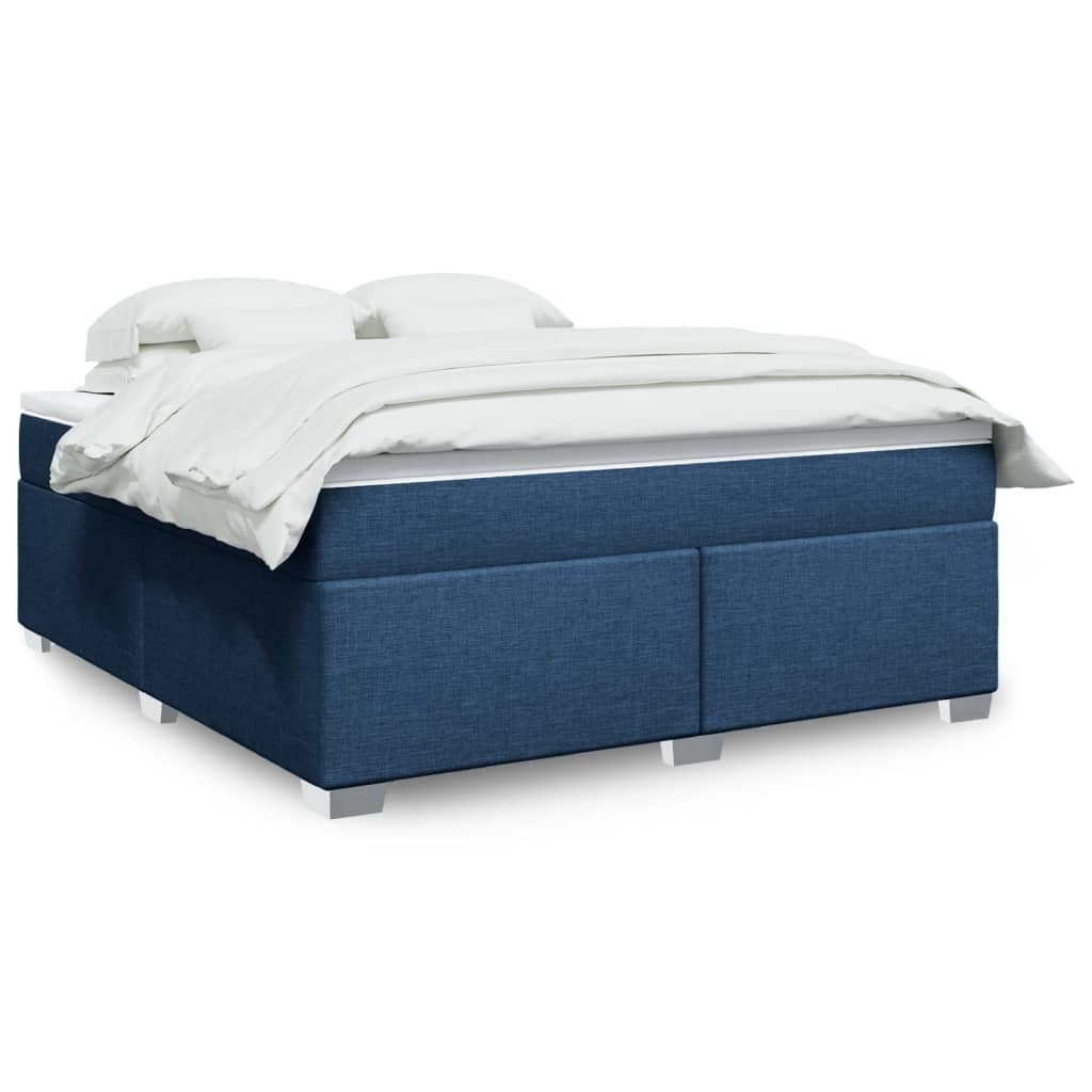 vidaXL Boxspring met matras stof blauw 180x200 cm