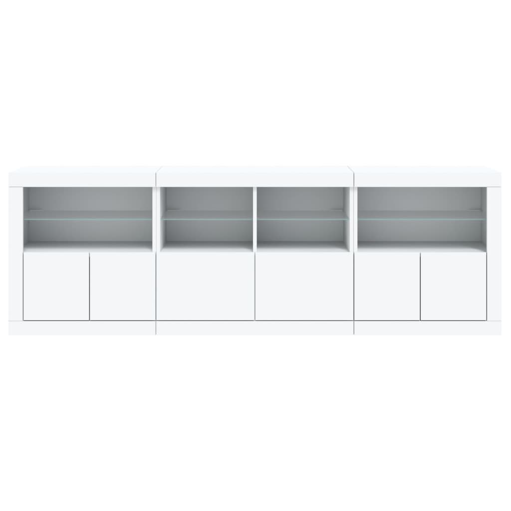 vidaXL Dressoir met LED-verlichting 202x37x67 cm wit