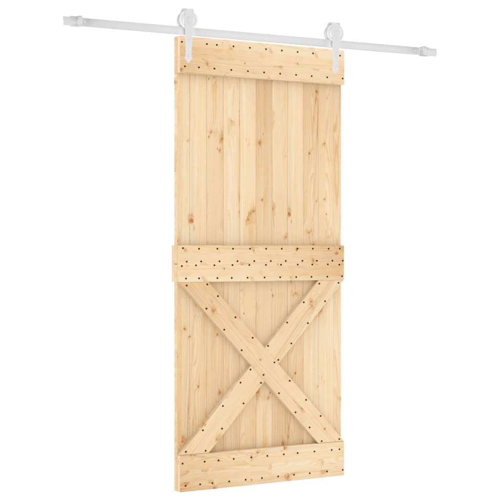 vidaXL Schuifdeur met beslag 90x210 cm massief grenenhout