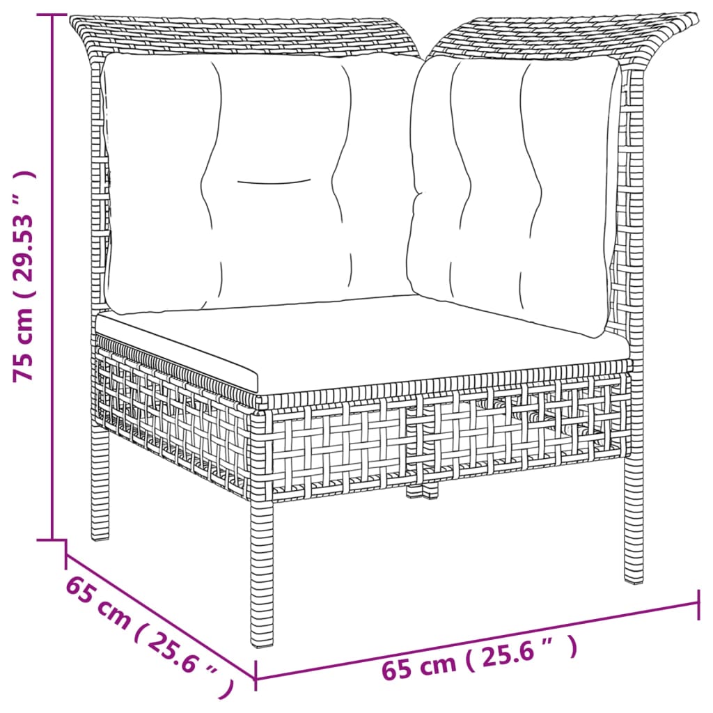 vidaXL 5-delige Loungeset met kussens poly rattan grijs