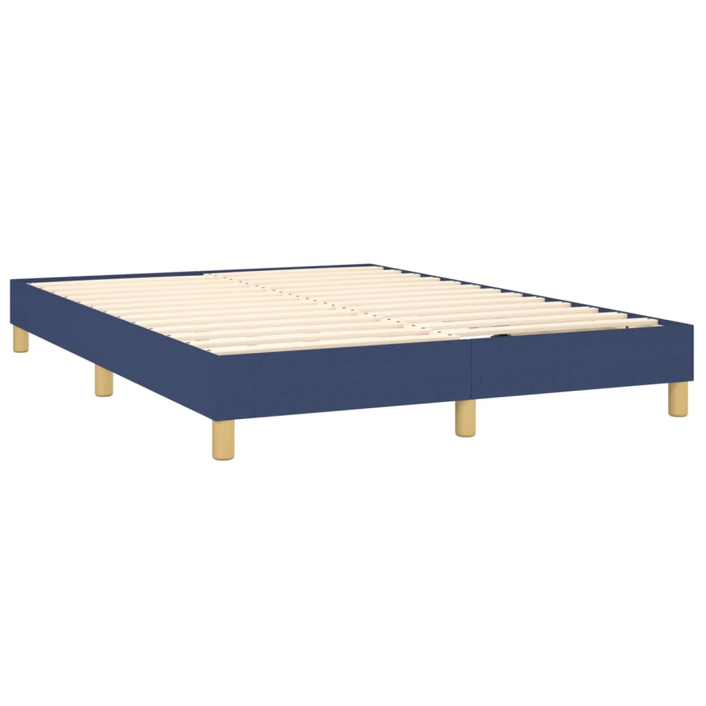 vidaXL Boxspring met matras en LED stof blauw 140x200 cm