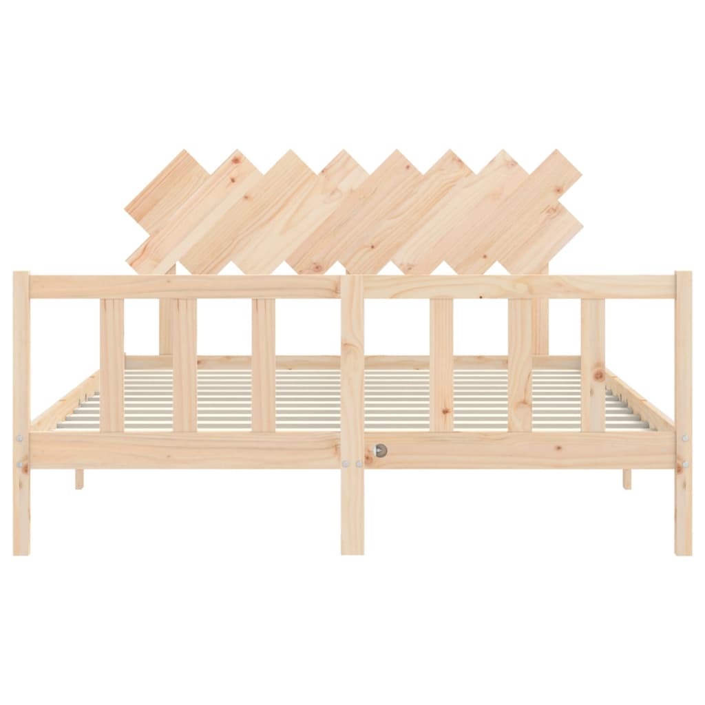 vidaXL Bedframe met hoofdbord massief hout 160x200 cm